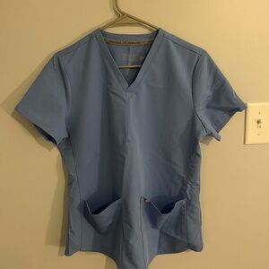 Fabletics Scrub Top Light Blue V-Neck Top